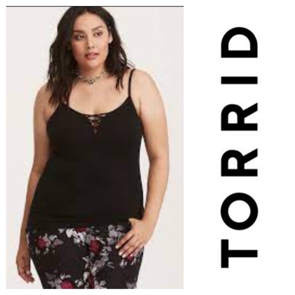 torrid Tops - Torrid Plus Size Black Lace Up Foxy Cami